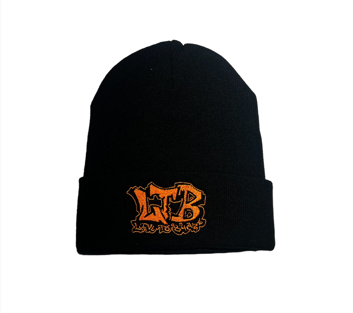 Black & Metallic Orange Beanie